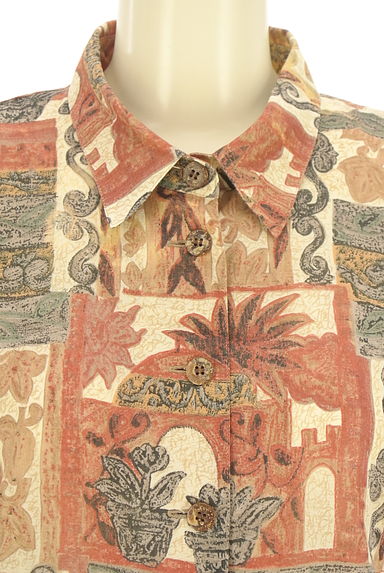 クリックで大画像表示 LEILIAN(レリアン)の古着「エスニック柄半そでシアーシャツ(ブラウス)」大画像4へ