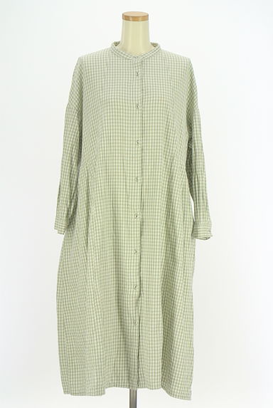 Samansa Mos2（サマンサモスモス）の古着「ギンガムチェック柄バンドカラーシャツワンピース（ワンピース・チュニック）」大画像１へ