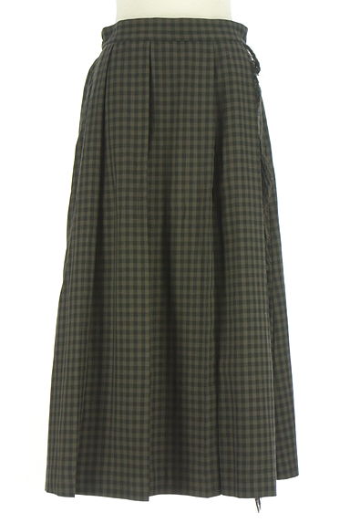 クリックで大画像表示 Samansa Mos2(サマンサモスモス)の古着「フリンジ入りギンガムチェック柄ロングスカート(ロングスカート・マキシスカート)」大画像1へ