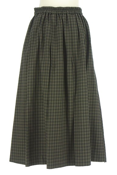クリックで大画像表示 Samansa Mos2(サマンサモスモス)の古着「フリンジ入りギンガムチェック柄ロングスカート(ロングスカート・マキシスカート)」大画像2へ