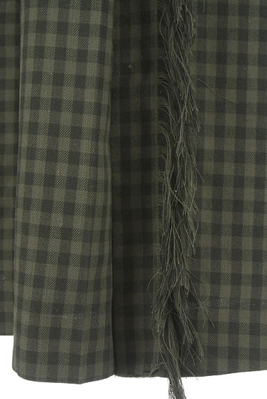 クリックで大画像表示 Samansa Mos2(サマンサモスモス)の古着「フリンジ入りギンガムチェック柄ロングスカート(ロングスカート・マキシスカート)」大画像5へ