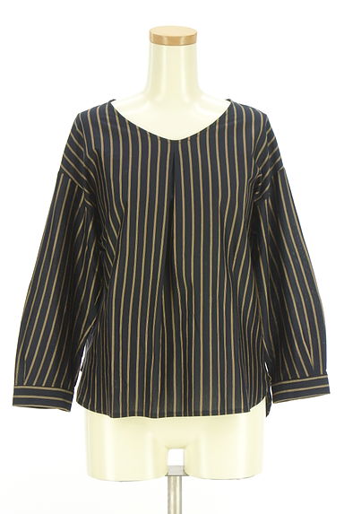 クリックで大画像表示 INDIVI(インディヴィ)の古着「ボリューム袖ストライプブラウス(カットソー・プルオーバー)」大画像1へ