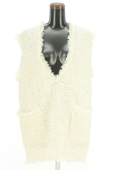 SLOBE IENA（スローブイエナ）の古着「オーバーサイズテープフリンジニットベスト（ベスト・ジレ）」大画像１へ