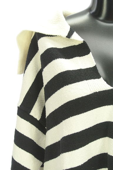 SLOBE IENA（スローブイエナ）の古着「セーラー襟ボーダー柄ニットトップス（ニット）」大画像４へ