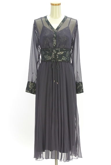 クリックで大画像表示 AMERI(アメリ)の古着「ラメ花柄切替シフォンワンピース(ワンピース・チュニック)」大画像1へ