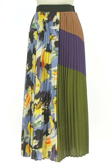 クリックで大画像表示 OSMOSIS(オズモーシス)の古着「プリントプリーツロングフレアスカート(ロングスカート・マキシスカート)」大画像1へ