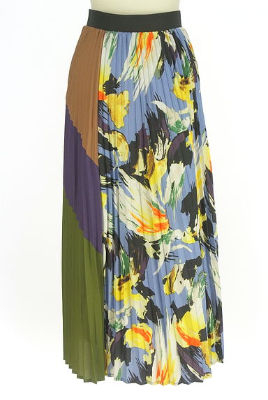 クリックで大画像表示 OSMOSIS(オズモーシス)の古着「プリントプリーツロングフレアスカート(ロングスカート・マキシスカート)」大画像2へ