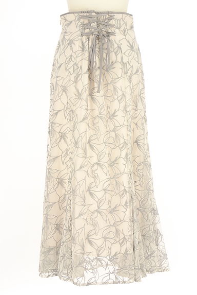 クリックで大画像表示 Apuweiser riche(アプワイザーリッシェ)の古着「花柄刺繍チュールロングスカート(ロングスカート・マキシスカート)」大画像2へ