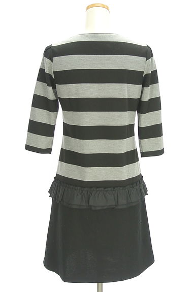 クリックで大画像表示 GALLERY VISCONTI(ギャラリービスコンティ)の古着「7分袖ボーダーフリルミニワンピース(ワンピース・チュニック)」大画像2へ