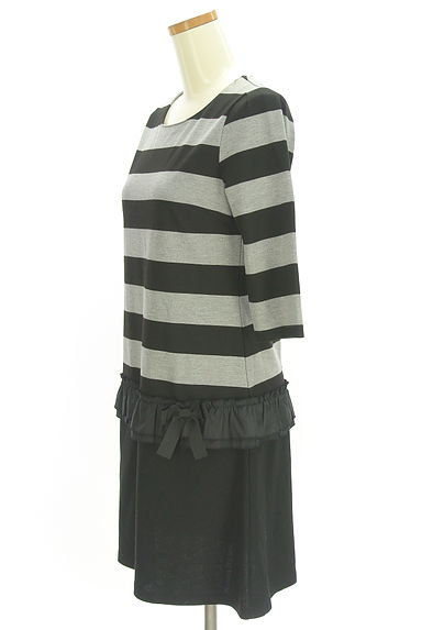 クリックで大画像表示 GALLERY VISCONTI(ギャラリービスコンティ)の古着「7分袖ボーダーフリルミニワンピース(ワンピース・チュニック)」大画像3へ