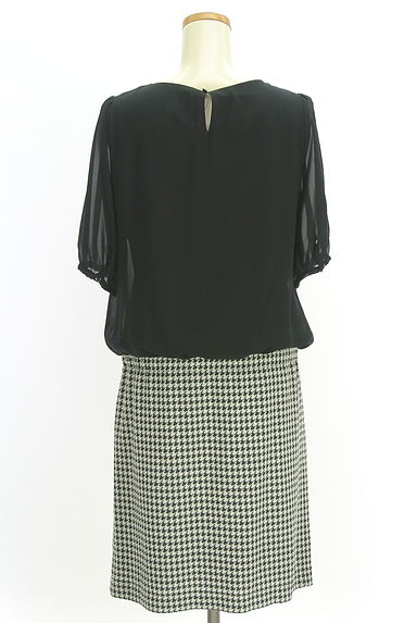 GALLERY VISCONTI（ギャラリービスコンティ）の古着「シフォン×千鳥格子ニット膝上ワンピ（ワンピース・チュニック）」大画像２へ