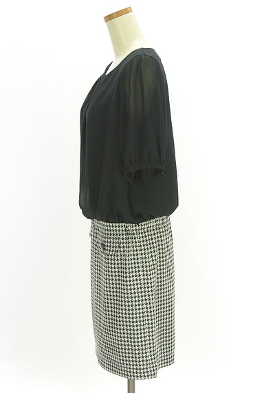 GALLERY VISCONTI（ギャラリービスコンティ）の古着「シフォン×千鳥格子ニット膝上ワンピ（ワンピース・チュニック）」大画像３へ