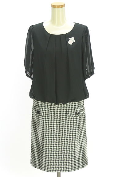 GALLERY VISCONTI（ギャラリービスコンティ）の古着「シフォン×千鳥格子ニット膝上ワンピ（ワンピース・チュニック）」大画像４へ
