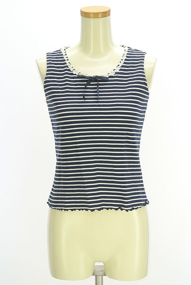 GALLERY VISCONTI（ギャラリービスコンティ）の古着「花レース付ボーダータンク（カットソー・プルオーバー）」大画像１へ