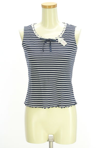 GALLERY VISCONTI（ギャラリービスコンティ）の古着「花レース付ボーダータンク（カットソー・プルオーバー）」大画像４へ