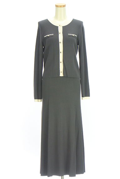 NATURAL BEAUTY BASIC（ナチュラルビューティベーシック）の古着「バイカラーカーディガン+リブロングスカート（セットアップ（ジャケット＋スカート））」大画像１へ