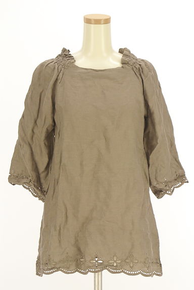 NARA CAMICIE（ナラカミーチェ）の古着「花刺繍スカラップリネンチュニック（カットソー・プルオーバー）」大画像１へ