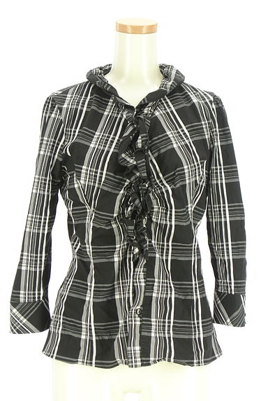 NARA CAMICIE（ナラカミーチェ）の古着「7分袖チェックフリルブラウス（ブラウス）」大画像１へ