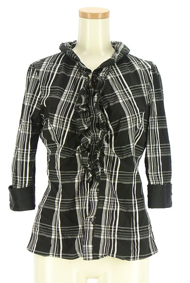 NARA CAMICIE（ナラカミーチェ）の古着「7分袖チェックフリルブラウス（ブラウス）」大画像５へ