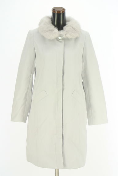 MISCH MASCH（ミッシュマッシュ）の古着「ビジューブローチ付きファー襟ロングコート（コート）」大画像１へ