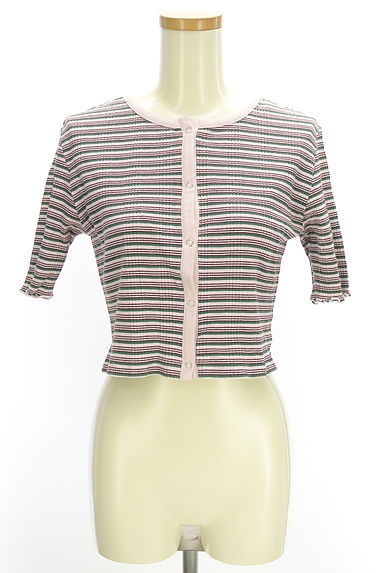 mystic（ミスティック）の古着「メロウフリルボーダーリブカーディガン（カーディガン・ボレロ）」大画像１へ