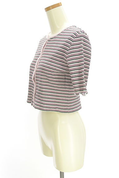 mystic（ミスティック）の古着「メロウフリルボーダーリブカーディガン（カーディガン・ボレロ）」大画像３へ