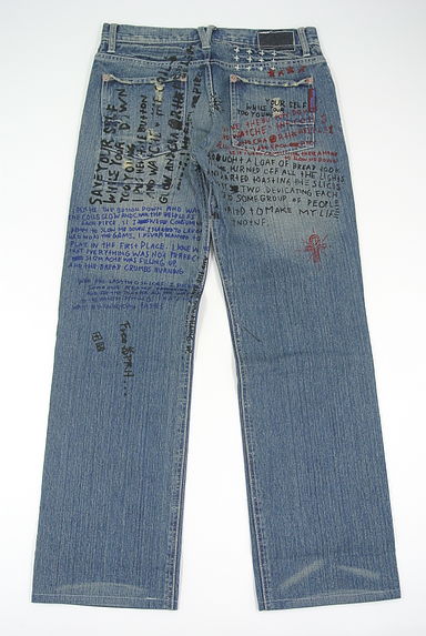 291295=HOMME（２９１２９５オム）の古着「プリントストレートデニムパンツ（デニムパンツ）」大画像２へ