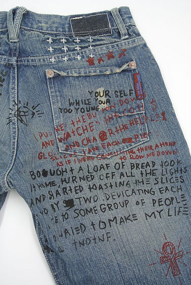 291295=HOMME（２９１２９５オム）の古着「プリントストレートデニムパンツ（デニムパンツ）」大画像３へ