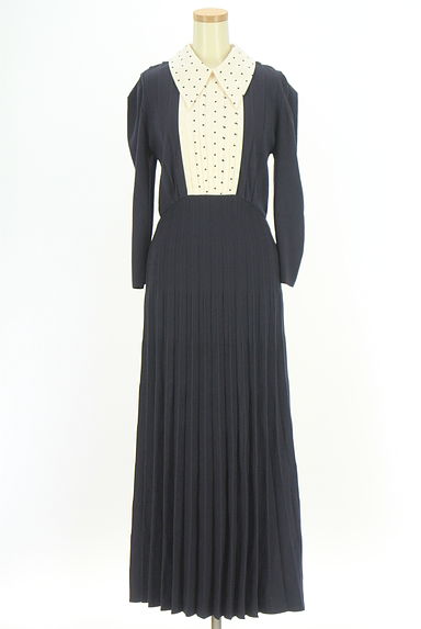 Snidel（スナイデル）の古着「ドット切替ロングプリーツニットワンピース（ワンピース・チュニック）」大画像１へ