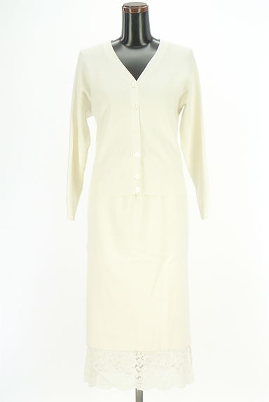 Mystrada（マイストラーダ）の古着「リブカーディガン+レースミモレスカート（セットアップ（ジャケット＋スカート））」大画像１へ