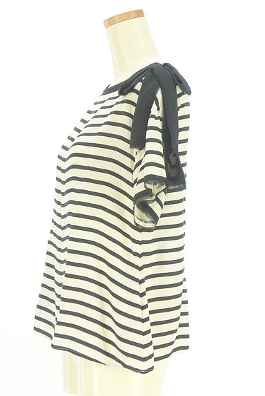 LANVIN en Bleu（ランバンオンブルー）の古着「シフォンリボン付きボーダーブラウス（カットソー・プルオーバー）」大画像３へ