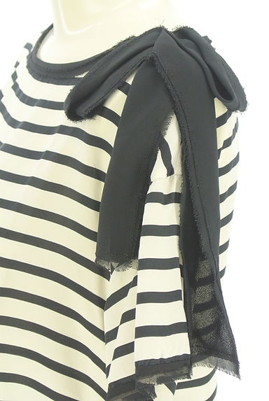 LANVIN en Bleu（ランバンオンブルー）の古着「シフォンリボン付きボーダーブラウス（カットソー・プルオーバー）」大画像４へ