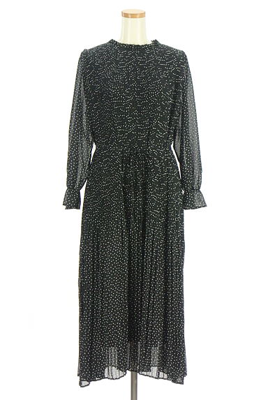 Mila Owen（ミラオーウェン）の古着「ドット柄ベルト付きプリーツシフォンロングワンピース（ワンピース・チュニック）」大画像１へ