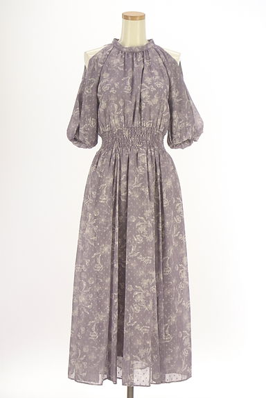 PROPORTION BODY DRESSING（プロポーションボディドレッシング）の古着「オープンショルダー花柄シフォンロングワンピ（ワンピース・チュニック）」大画像１へ