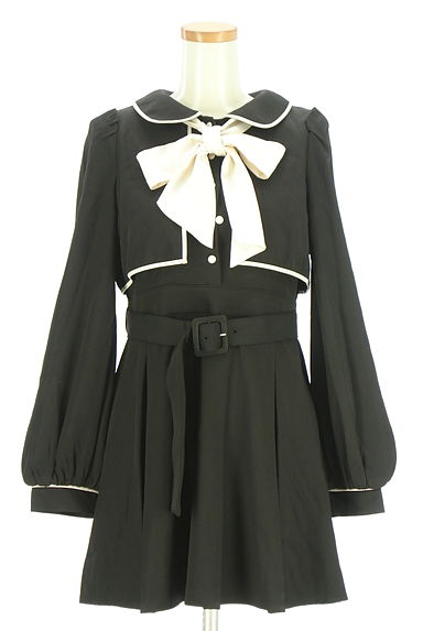 BUBBLES（バブルス）の古着「ボウタイ付きレイヤード風膝上ワンピース（ワンピース・チュニック）」大画像１へ