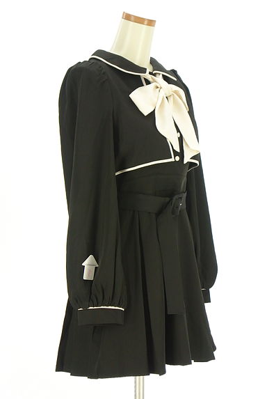 BUBBLES（バブルス）の古着「ボウタイ付きレイヤード風膝上ワンピース（ワンピース・チュニック）」大画像４へ