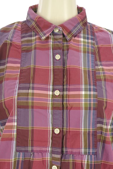 クリックで大画像表示 Crocodile(クロコダイル)の古着「ラウンドヘムチェックヨークシャツ(ブラウス)」大画像4へ