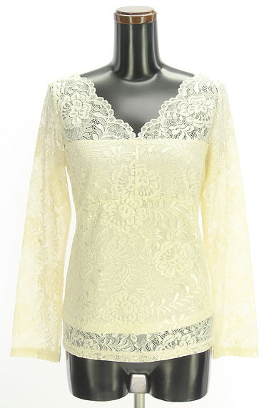 earth music&ecology（アースミュージック＆エコロジー）の古着「Vネック総レースブラウス（カットソー・プルオーバー）」大画像１へ