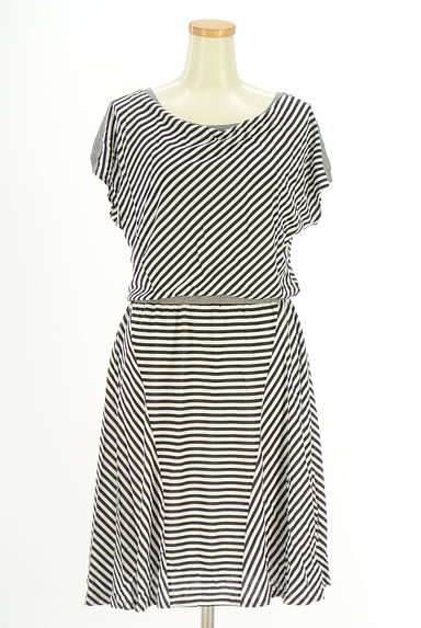 クリックで大画像表示 Reflect(リフレクト)の古着「ウエストゴム膝丈ボーダーワンピース(ワンピース・チュニック)」大画像1へ