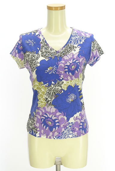 HIROKO KOSHINO（ヒロココシノ）の古着「ラインストーン付き花柄カットソー（カットソー・プルオーバー）」大画像１へ