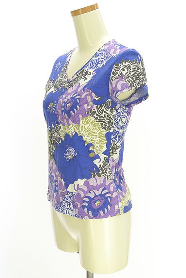 HIROKO KOSHINO（ヒロココシノ）の古着「ラインストーン付き花柄カットソー（カットソー・プルオーバー）」大画像３へ