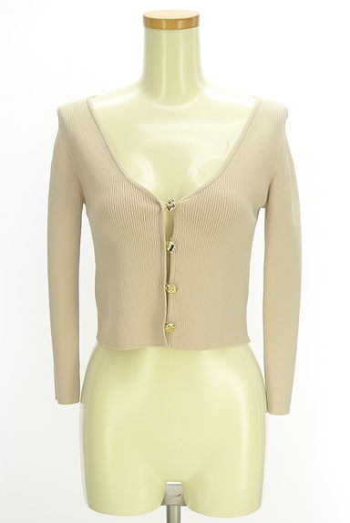 クリックで大画像表示 Apuweiser riche(アプワイザーリッシェ)の古着「クロップドリブニットカーディガン(カーディガン・ボレロ)」大画像1へ