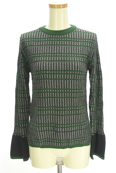 クリックで大画像表示 AZUL BY MOUSSY(アズールバイマウジー)の古着「キャンディスリーブチェックニット(ニット)」大画像1へ