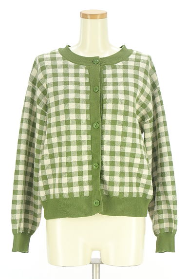 Samansa Mos2（サマンサモスモス）の古着「ehka sopo ギンガムチェックニットカーデ（カーディガン・ボレロ）」大画像１へ