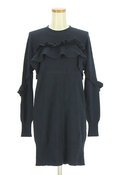 LE CIEL BLEU（ルシェルブルー）の古着「膝上フリルニットワンピース（ワンピース・チュニック）」大画像１へ