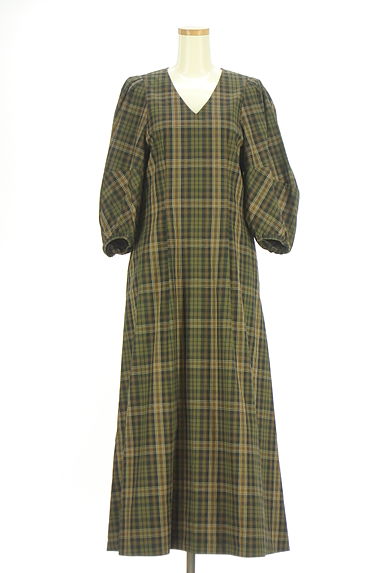 Curensology（カレンソロジー）の古着「6分袖チェックマキシワンピース（ワンピース・チュニック）」大画像１へ