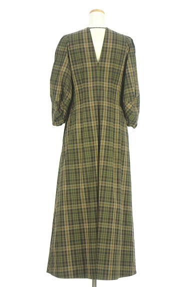 Curensology（カレンソロジー）の古着「6分袖チェックマキシワンピース（ワンピース・チュニック）」大画像２へ