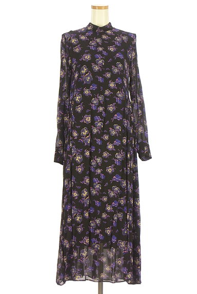クリックで大画像表示 GANNI(ガニー)の古着「花柄シフォンロングワンピース(ワンピース・チュニック)」大画像1へ