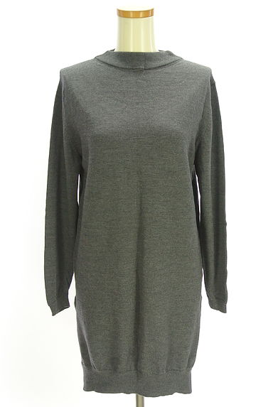 GALERIE VIE（ギャルリーヴィー）の古着「膝丈スリットニットワンピース（ワンピース・チュニック）」大画像１へ