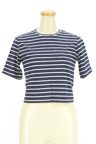 LE CIEL BLEU（ルシェルブルー）の古着「ショート丈半そでボーダー柄カットソー（カットソー・プルオーバー）」大画像１へ